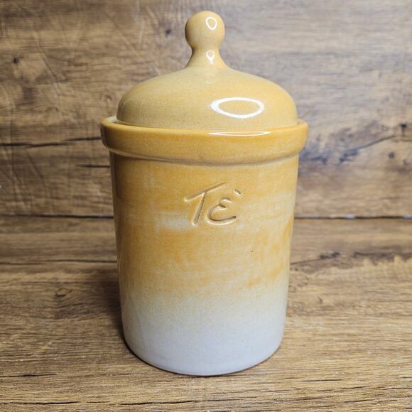 Tea "Te" ceramic pottery container with lid - Picture 2 of 9